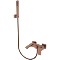 Смеситель для ванны Boheme Qubic 473-BRB с душевым гарнитуром, бронза матовая