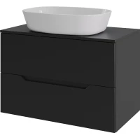 Тумба с раковиной Orange Line Li-70TubMDF+B08-500W 70,2 см, подвесная, со столешницей, черный матовый