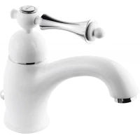 Смеситель для раковины с донным клапаном bianco lucido/cromo, ручка bianco lucido/cromo Cezares Margot MARGOT-LSM1-BLC