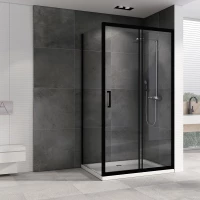 Душевой уголок 100x90 см Abber Schwarzer Diamant AG30100B-S90B прозрачное