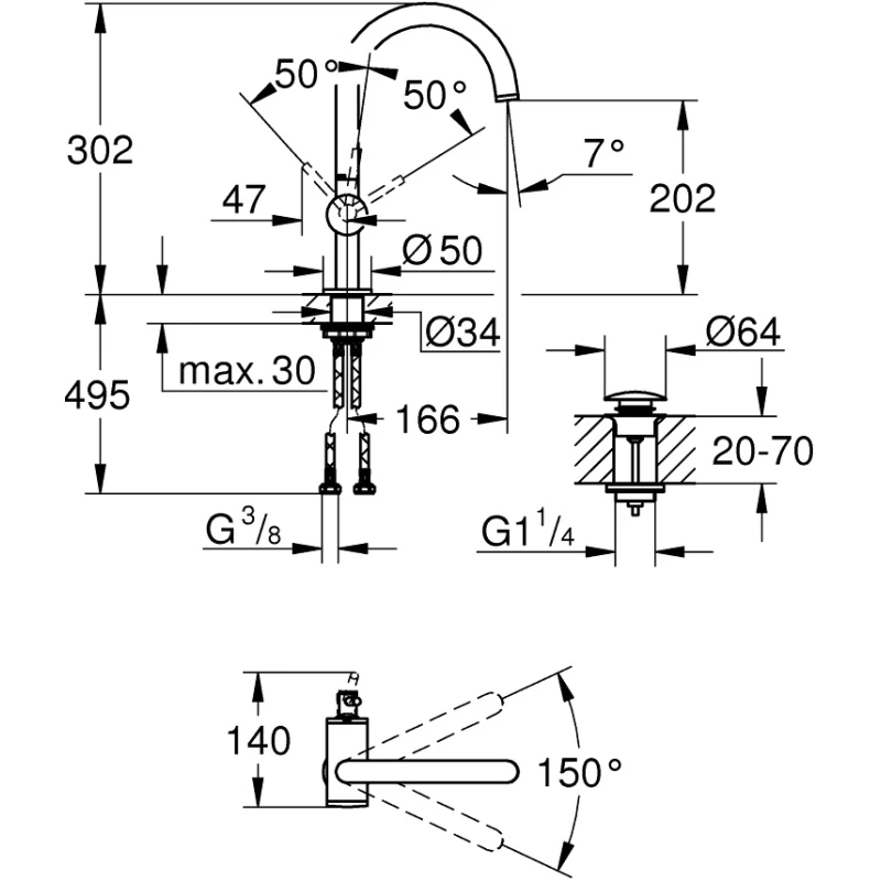 Смеситель для раковины с донным клапаном Grohe Atrio New 32042DC3 Смеситель для раковины с донным клапаном Grohe Atrio New 32042DC3