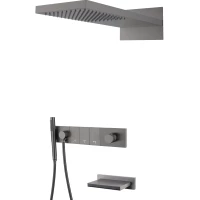 Душевой комплект Boheme Zodiac 132-2-GM 230 мм, со смесителем, графит матовый