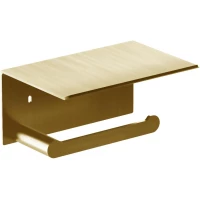 Держатель туалетной бумаги Nofer Verona 16876.G с полкой для телефона, золотой матовый