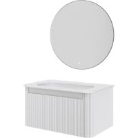 Комплект мебели Armadi Art Voi Matt White 782-080-R-MW + 786-080-MW + 545-80-CR 82 см, подвесной, белый матовый