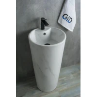 Раковина GID Nb131ws 40x40 см, напольная, белый мрамор