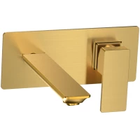 Смеситель для раковины AQUAme Savona AQM6815BG встраиваемый, без донного клапана, золотой матовый