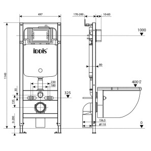 Изображение товара монтажный элемент для подвесного унитаза 1140 мм iddis profix pro0000i32