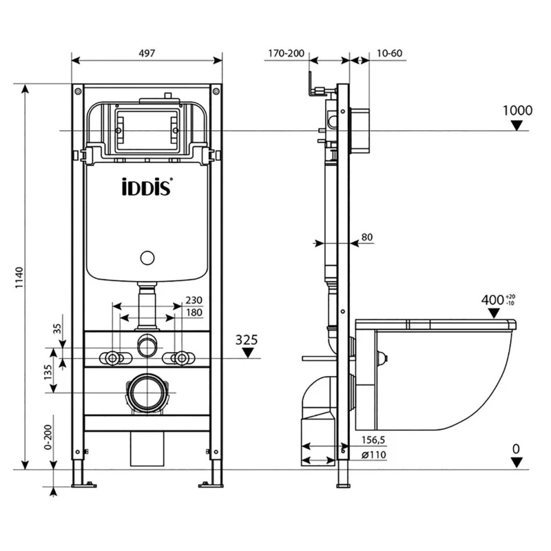 Монтажный элемент для подвесного унитаза 1140 мм IDDIS Profix PRO0000i32