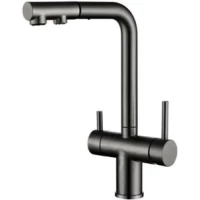 Смеситель для кухни Wonzon & Woghand WW-88458018-BGM с подключением к фильтру, выдвижным изливом,  темный графит матовый