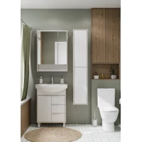 Комплект мебели белый глянец/ясень фабрик 65 см Акватон Рико 1A213301RIB90 + 1WH207782 + 1A215202RIB90