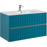 Тумба под раковину Art&Max Elegant AM-ELEGANT-1000-2C-SO-TM-LED 100 см, подвесная, с LED-подсветкой ручек, бирюзовый матовый