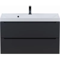 Тумба с раковиной Uperwood Tanos 291020255 90 см, подвесная, черный матовый