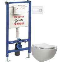 Комплект подвесной унитаз 40006661B + 40006661S + система инсталляции 40006356 + 40006365 Pestan Fluenta SET40006661DW