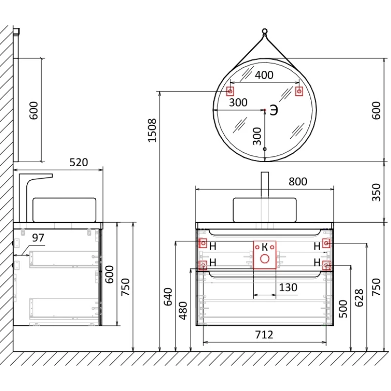 Тумба белый глянец 79,5 см Jorno Wood Wood.01.80/P/W