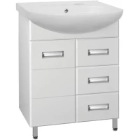 Тумба с раковиной белый глянец 66,5 см Style Line Ирис ЛС-00000016 + ЛС-00000153