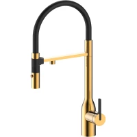 Смеситель для кухни Paulmark Magneto One Ma213188-BG с подключением к фильтру, гибким изливом, золотой матовый