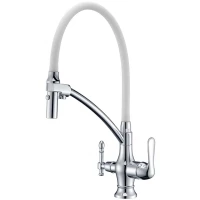 Смеситель для кухни Zorg ZR 347-8 YF с подключением к фильтру, гибким изливом, хром