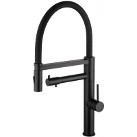 Смеситель для кухни Wonzon & Woghand WW-88458007-MB с подключением к фильтру, гибким изливом, черный матовый