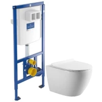 Комплект подвесной унитаз Art&Max Bianchi AM9311CHR/SC + система инсталляции Villeroy & Boch 92246100