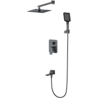 Душевой комплект Wonzon & Woghand Diamond WW-88939011-BGM 300 мм, со смесителем, темный графит матовый