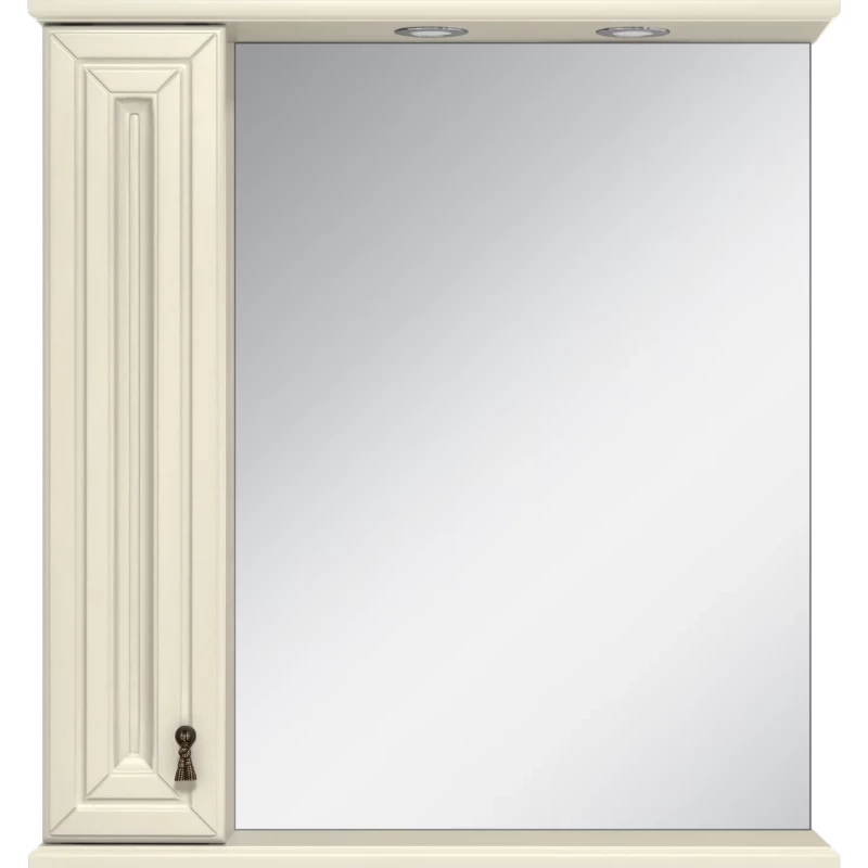Зеркальный шкаф Misty Лувр П-Лвр03065-1014Л 65x80 см L, с подсветкой, выключателем, слоновая кость