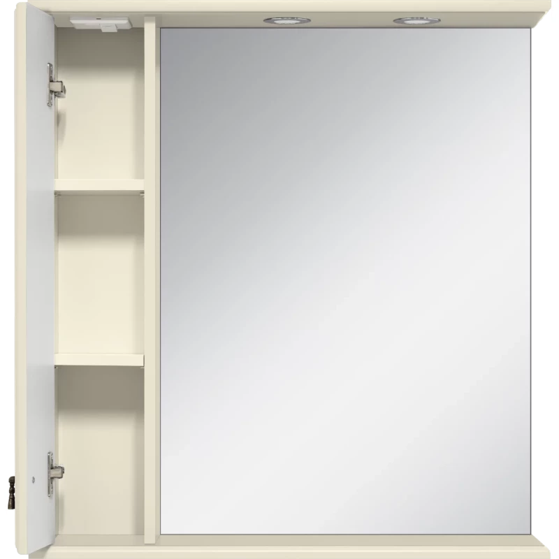 Зеркальный шкаф Misty Лувр П-Лвр03065-1014Л 65x80 см L, с подсветкой, выключателем, слоновая кость