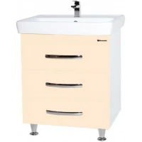 Тумба с раковиной бежевый глянец/белый глянец 80 см Bellezza Рокко 4635313660076 + 4620000148579