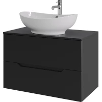 Тумба с раковиной Orange Line Li-80TubMDF+B08-585W 80,2 см, подвесная, со столешницей, черный матовый