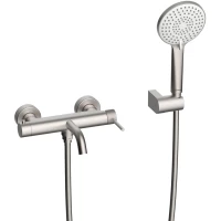 Смеситель для ванны Lemark Karelia LMF-2022S-BN с душевым гарнитуром, никель матовый