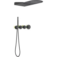 Душевой комплект Timo Saona SX-2350/03SM 230 мм, с термостатом, черный матовый