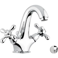 Смеситель для раковины Emmevi Deco Classic 12013/BC с донным клапаном, хром/белый