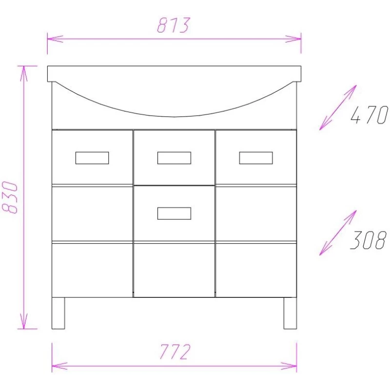 Комплект мебели белый глянец 81,3 см Onika Балтика 108023 + 1WH501524 + 208024
