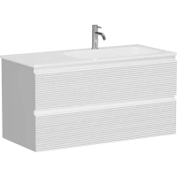 Тумба с раковиной Sancos Folk FL100RW + CN7015 101 см R, подвесная, белый матовый