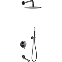 Душевой комплект RGW SP-55B 51140855-04 245 мм, со смесителем, черный матовый