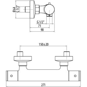 Изображение товара термостат для душа gattoni termostatici ts22522c0cr
