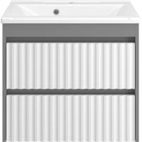 Тумба под раковину Brevita Balaton BAL-06065-01-012Я 62,5 см, подвесная, белый матовый/серый матовый