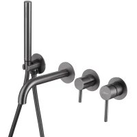 Смеситель для ванны Abber Wasser Kreis AF8130NG встраиваемый, с душевым гарнитуром, никель