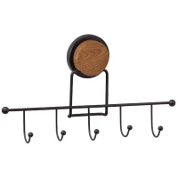 Планка с крючками Fixsen Magic Wood FX-46005-5 для ванны, черный матовый/коричневый