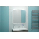 Изображение товара зеркальный шкаф misty альфредо мвк24 80x80 см r, с led-подсветкой, сенсорным выключателем, белый матовый