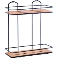 Полка для ванной Tekno-tel BK076B 30 см, двойная, черный матовый