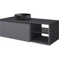 Тумба с раковиной Armadi Art Quatro Antracite 790-M6-120-A-A-LED + 792-120-A + 801-NM 121 см L, подвесная, со столешницей, подсветкой, антрацит матовый
