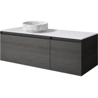 Тумба с раковиной Armadi Art Quatro Oak Antracite 790-M2-120-OA-A + 792-120-W + 801-CLCT 121 см L , подвесная, со столешницей, темный дуб