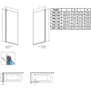 Изображение товара шторка для ванны radaway nes black pnj i frame 100 right 10011100-54-56r прозрачное