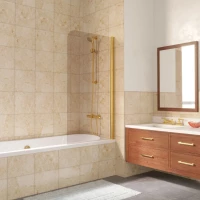 Шторка на ванну Vegas Glass EV LUX 60 09 05 R 60 см R, профиль золотой, стекло бронза