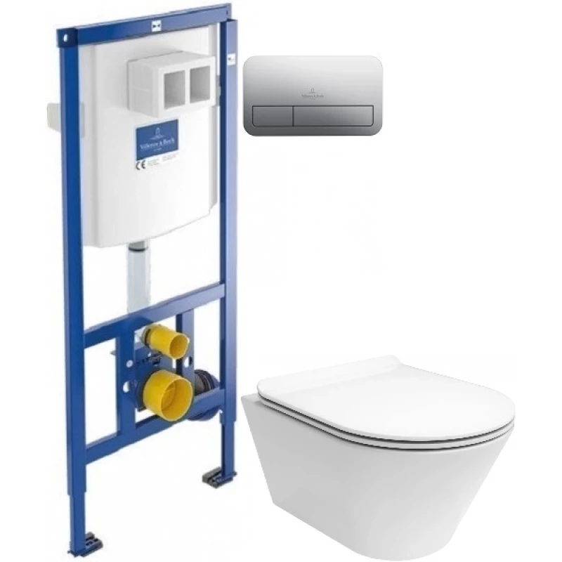 Комплект подвесной унитаз Kerama Marazzi Plaza Modern PLMR.wc.02 + PLMR.seat.02\WHT + система инсталляции Villeroy & Boch 92246100 + 92249061