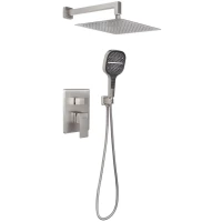 Душевой комплект Hansberge H6070NK 300 мм, со смесителем, никель