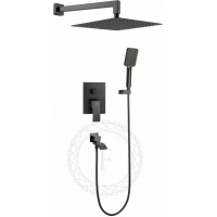 Душевой комплект Filarete Waterfall FL1010BG 300 мм, со смесителем, графит