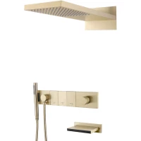 Душевой комплект Boheme Zodiac 132-2-MG 230 мм, со смесителем, золотой матовый