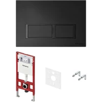 Инсталляция для унитаза Tece TECEspring V S401204 с кнопкой смыва, черный матовый