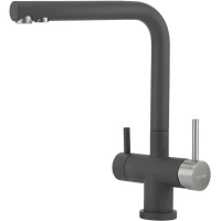 Смеситель для кухни PEZARO PZM.301-55.GRAPHITE.INOX с подключением к фильтру, нержавеющая сталь/графит